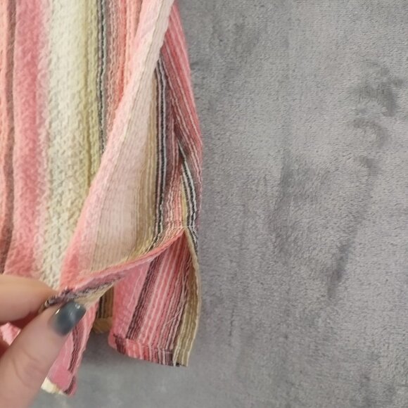 Allison Daley Petite Shirt 6P Pink Striped Textured ButtonUp Short Sleeve Summer - Picture 4 of 10